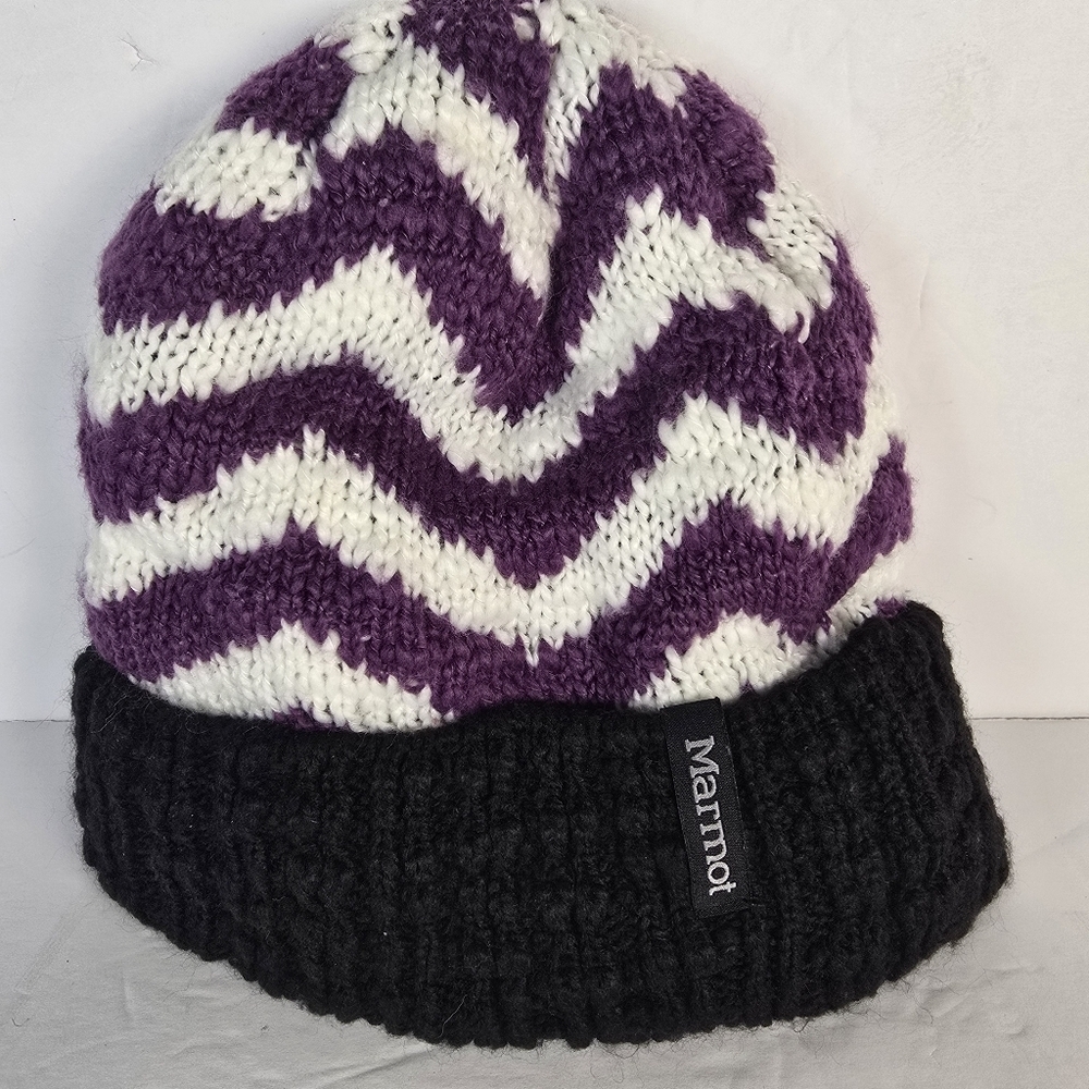 Marmot Women's Chevron Knit Beanie - Purple, White, and Black One Size